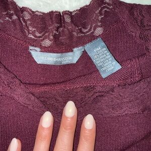 Hillard & Hanson Deep Burgundy Lace Sweater